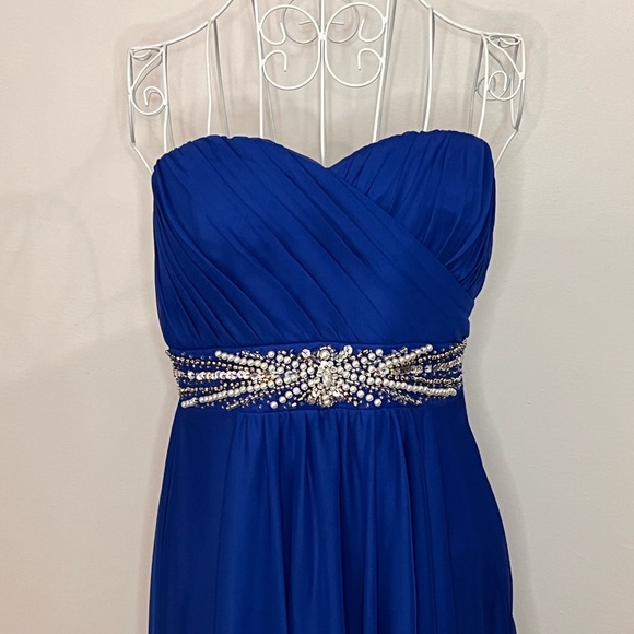 Sequin Hearts Empire Waist Royal Blue Ball Gown w/ Beaded & Sequin Detail - Picture 5 of 12